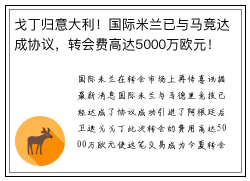 戈丁归意大利！国际米兰已与马竞达成协议，转会费高达5000万欧元！